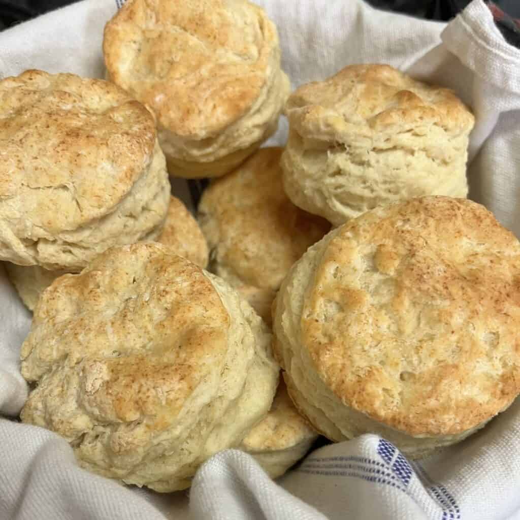 baking powder biscuits on a white kitchen towel