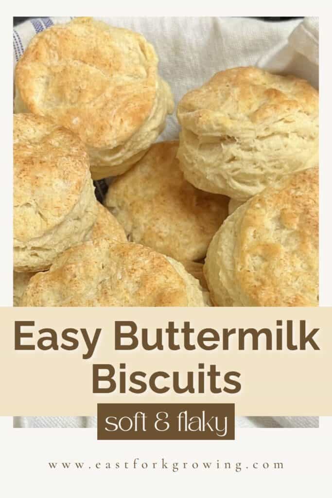 baking powder biscuits with the words easy buttermilk biscuits soft and flaky www.eastforkgrowing.com