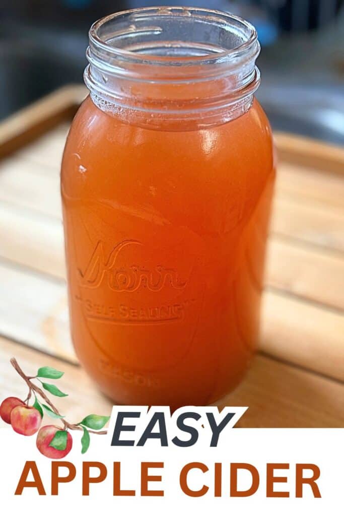 a jar of homemade apple cider and the words easy apple cider