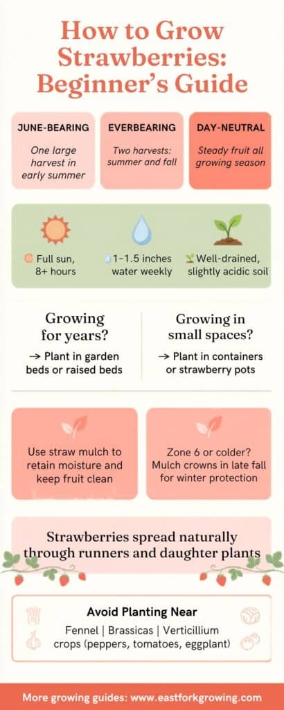 an infographic showing everything you need to know to grow strawberries